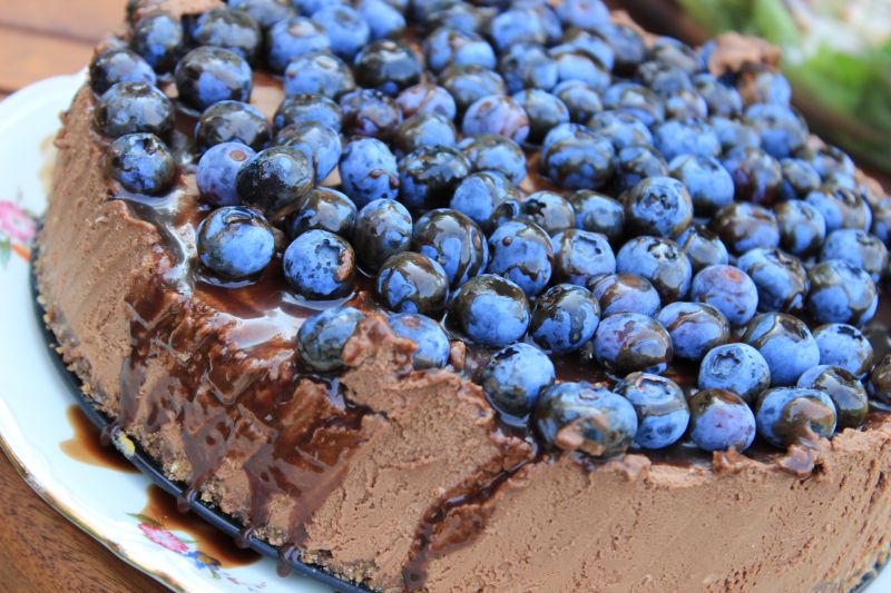 精美的蓝莓巧克力蛋糕