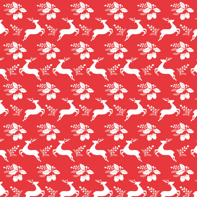 圣诞麋鹿红底无缝背景