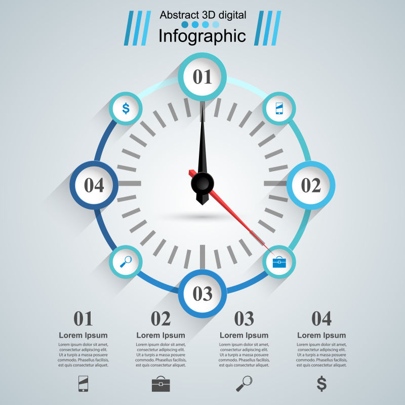 矢量的钟表图案信息图表设计