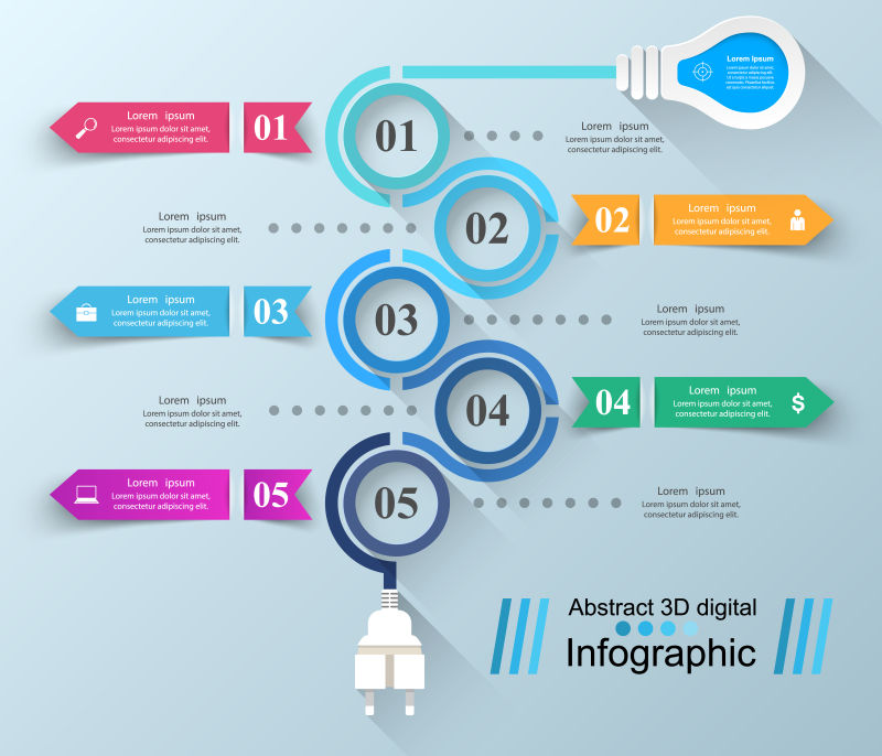 矢量的电灯图案信息图表设计