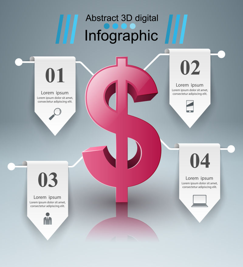 美元符号的商业信息图表矢量设计