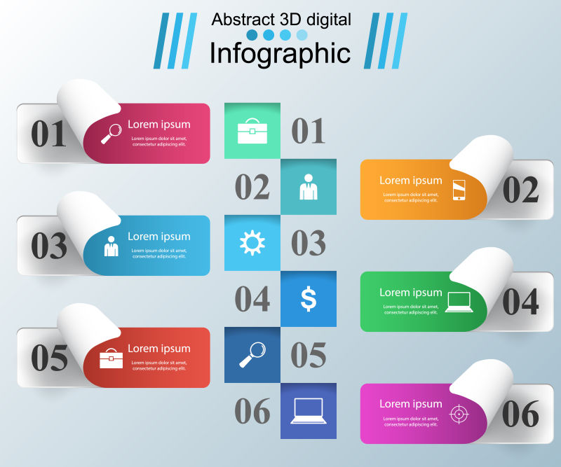 折纸风格的商业信息图表矢量设计