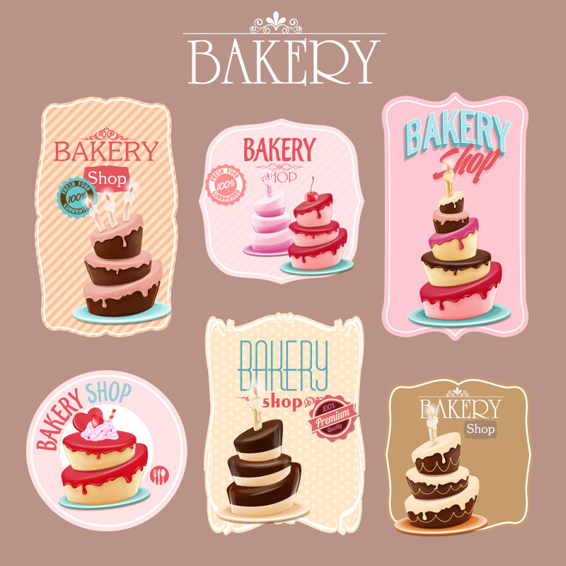创意矢量面包店的美味甜品插图