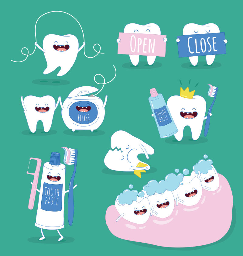 创意矢量健康的牙齿朋友的插图背景