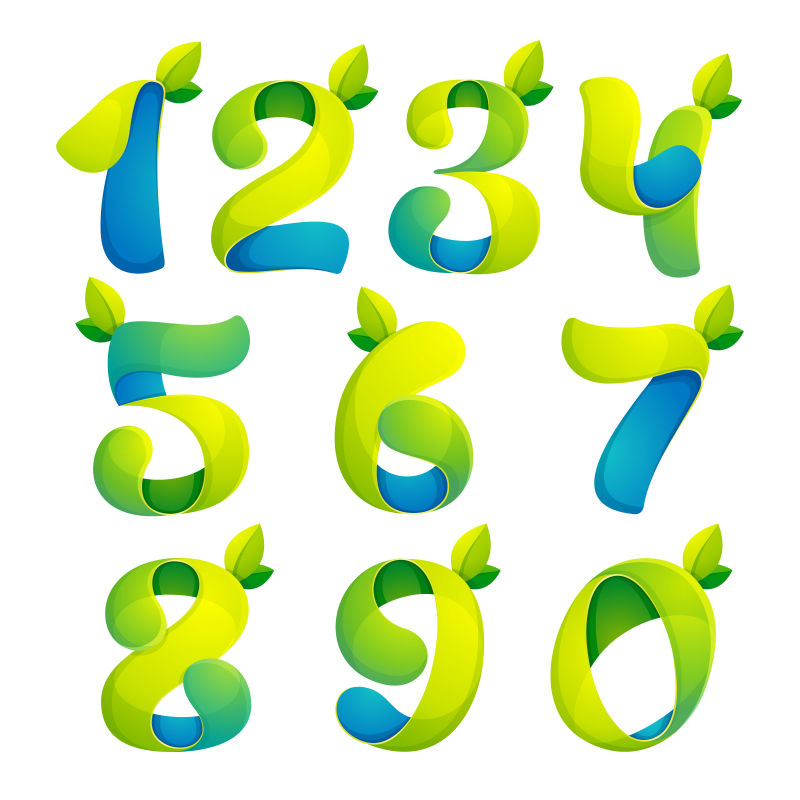 矢量的绿色树叶图案数字设计