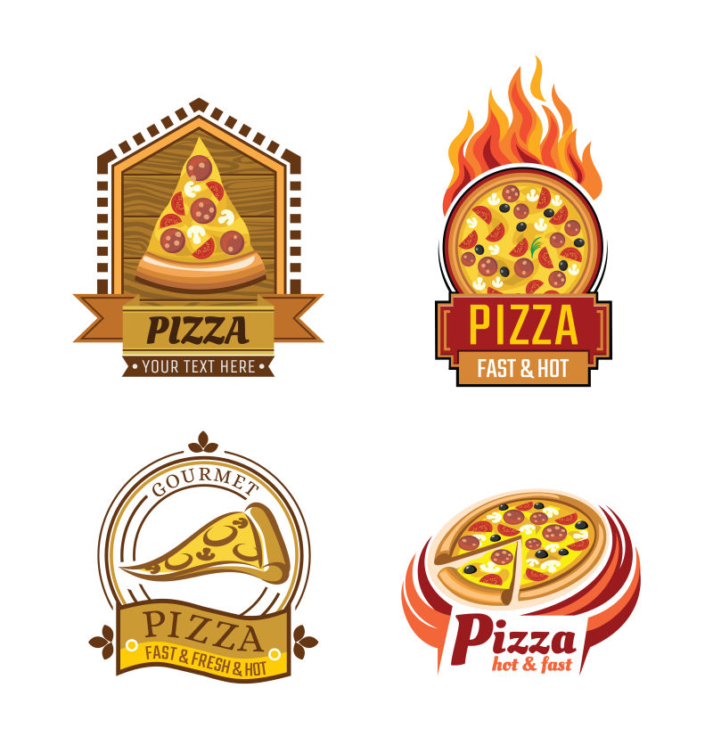 创意的矢量披萨标识