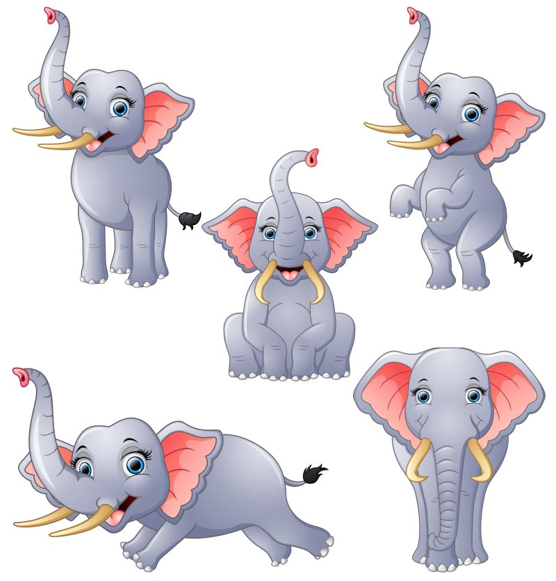 矢量卡通可爱的大象