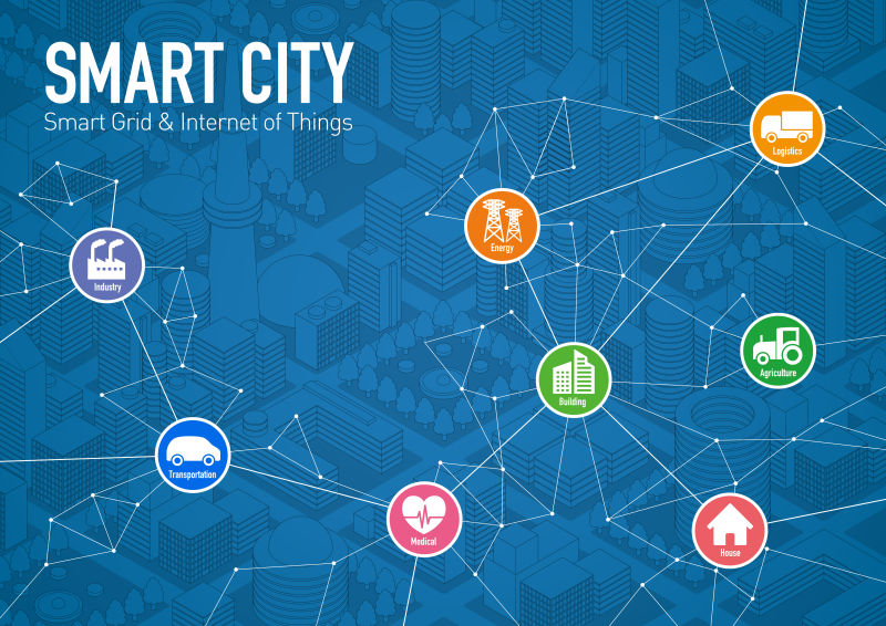 矢量智能城市概念的创意智能网络