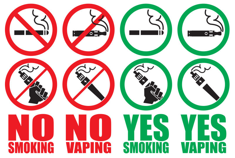 禁止吸烟标志和吸烟区标志矢量设计