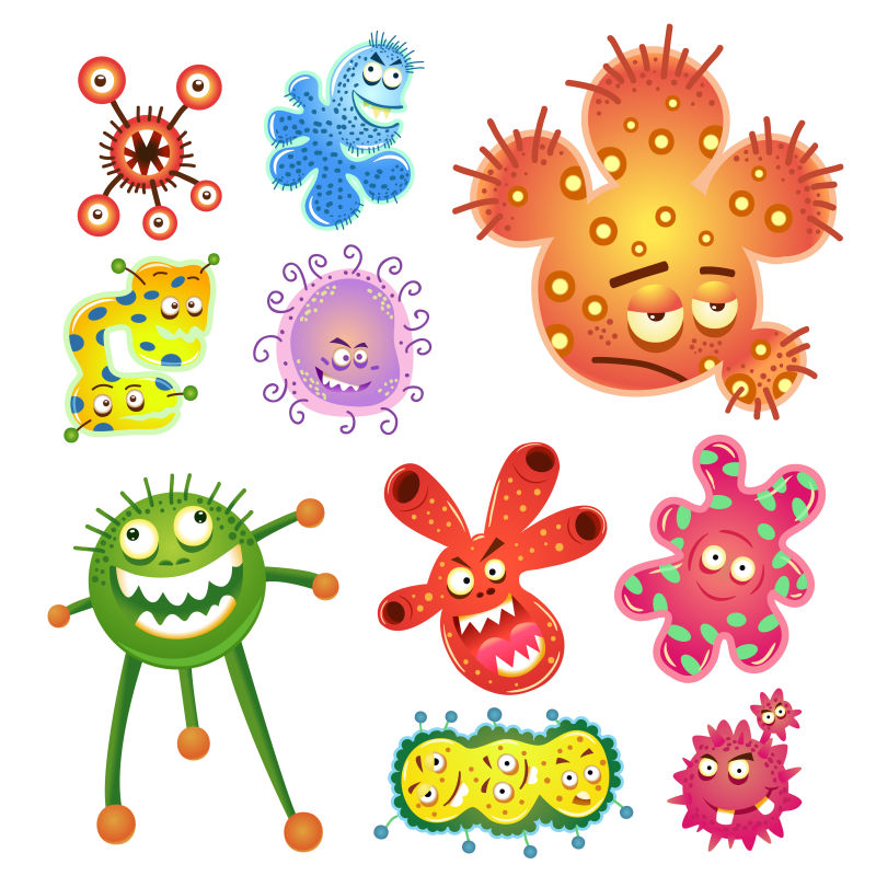创意矢量细菌和病毒插图