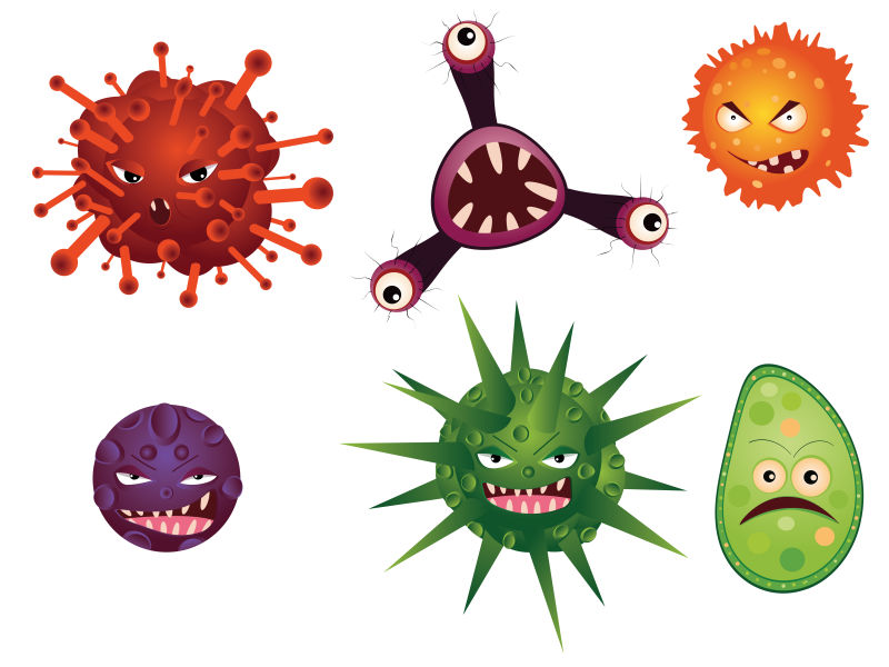 创意矢量卡通病毒细菌插图