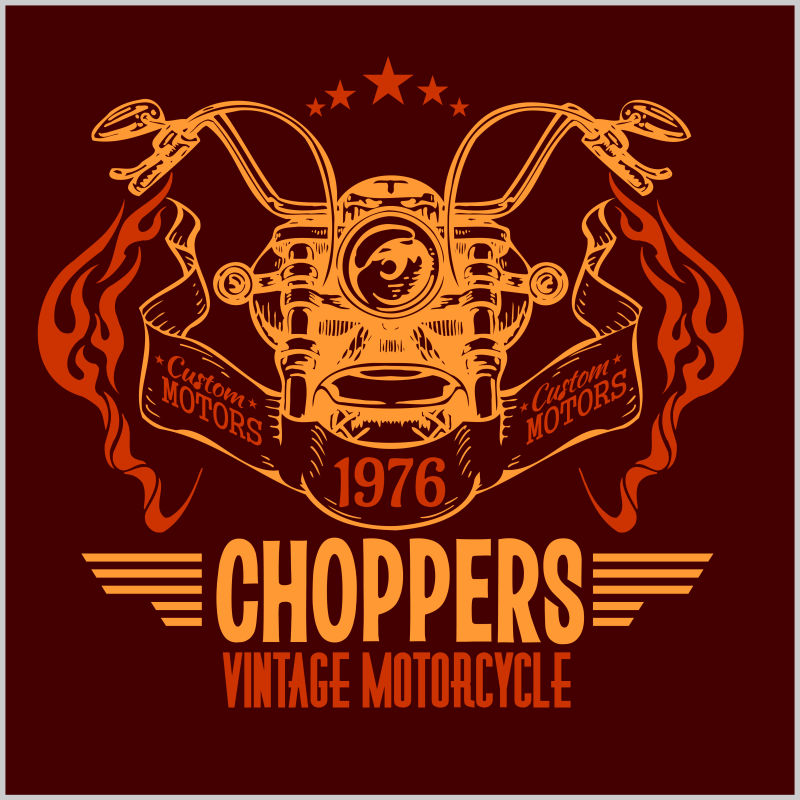 旧式摩托车俱乐部徽章设计矢量
