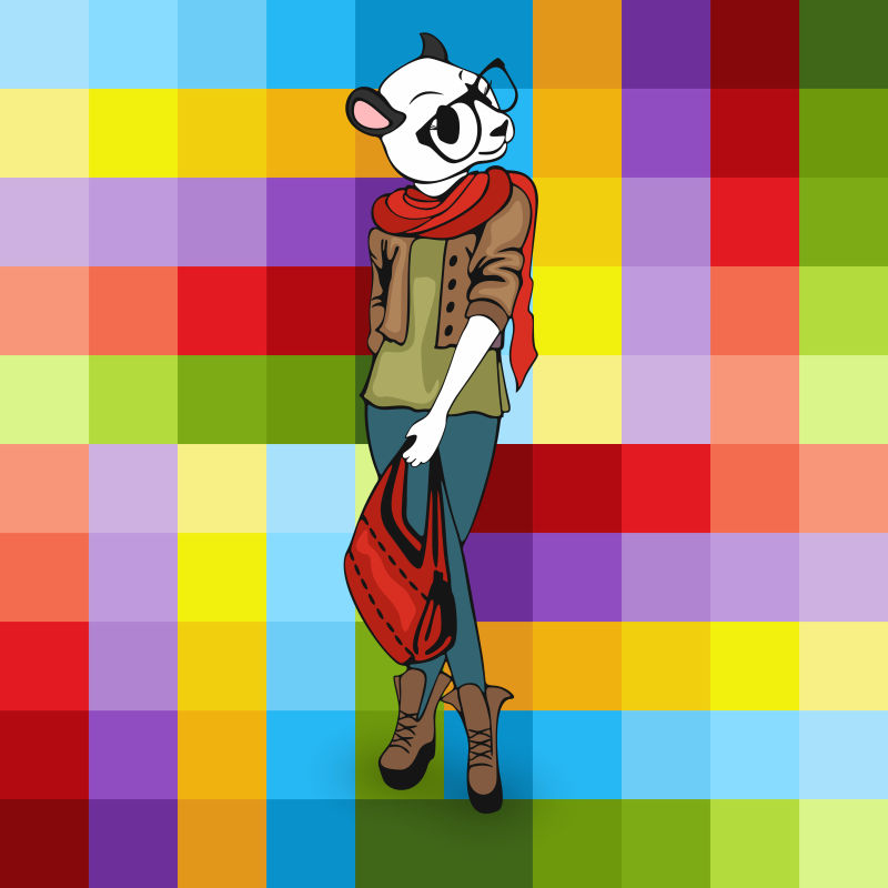 创意矢量拟人化的时尚熊猫