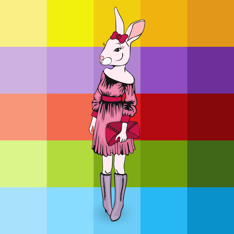 创意矢量拟人化的时尚兔子