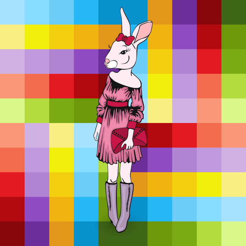 矢量拟人化的创意时尚兔子