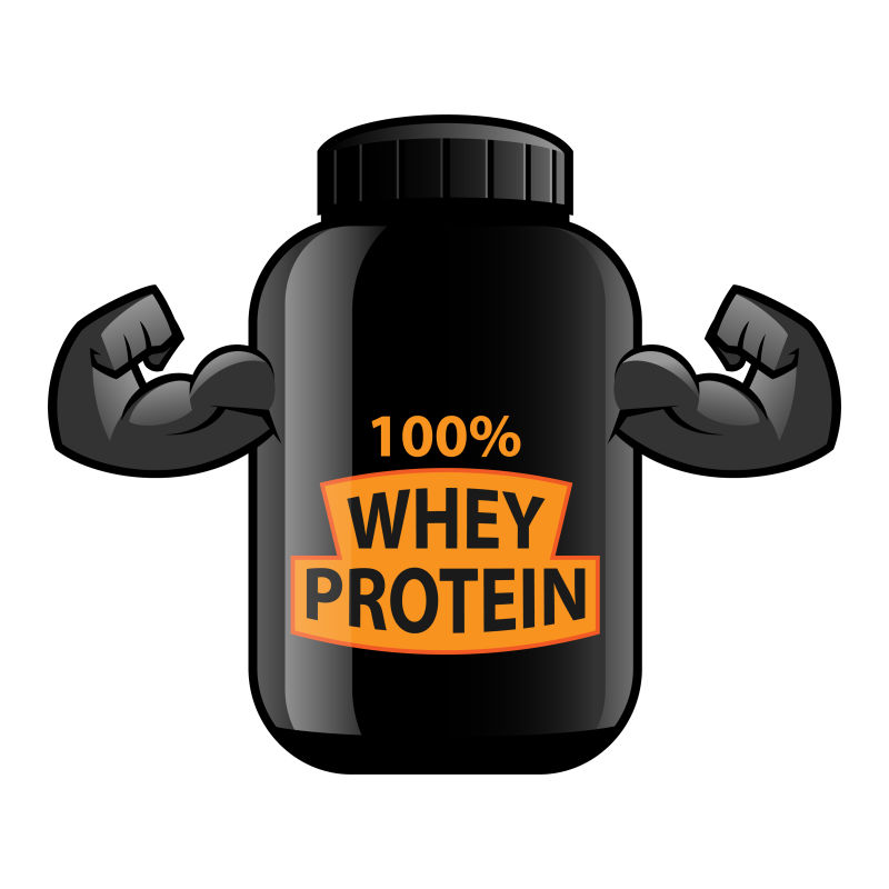 创意矢量卡通展示肌肉的蛋白质瓶子
