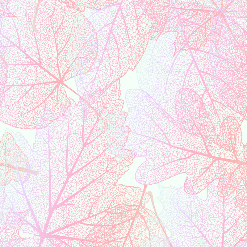 矢量粉色详细的树叶纹理背景