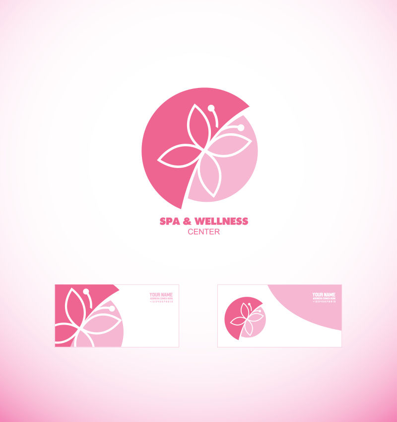 矢量美丽粉色蝴蝶标志设计