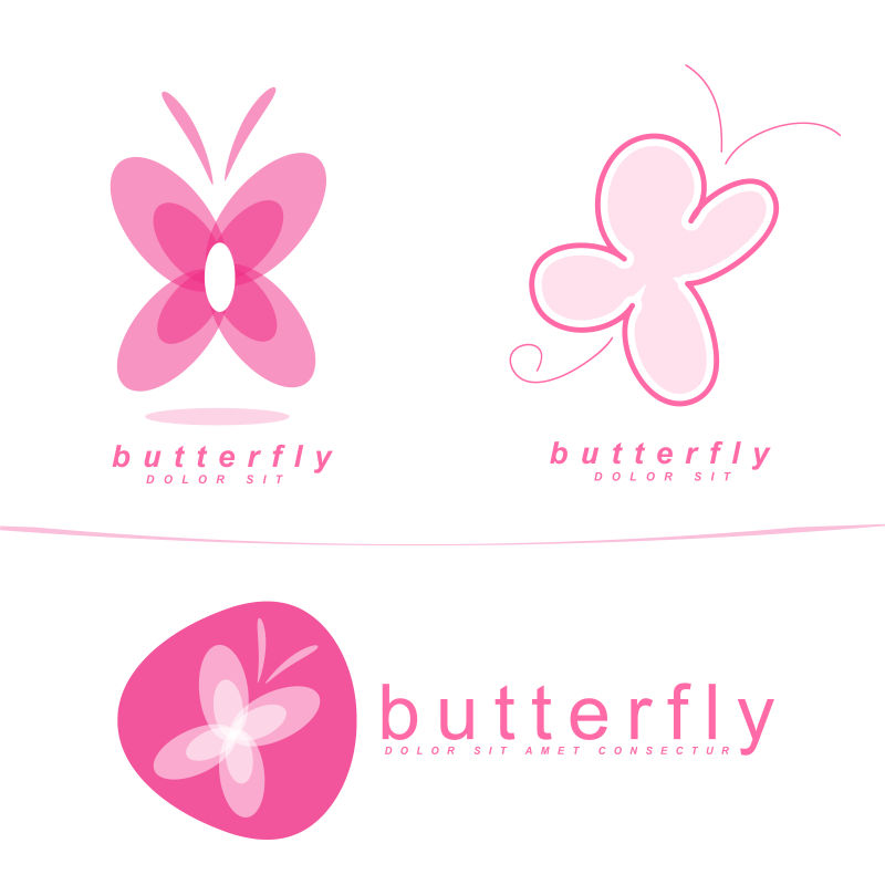 创意矢量粉色蝴蝶抽象标志