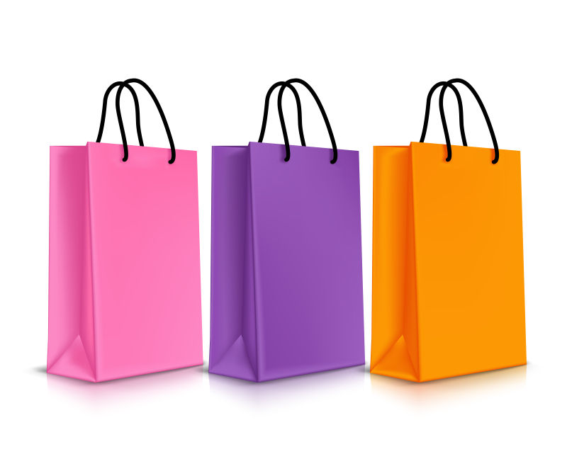 彩色的3D购物袋矢量设计
