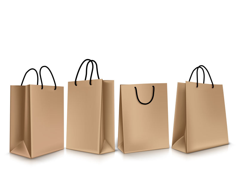 3D的棕色购物袋矢量设计