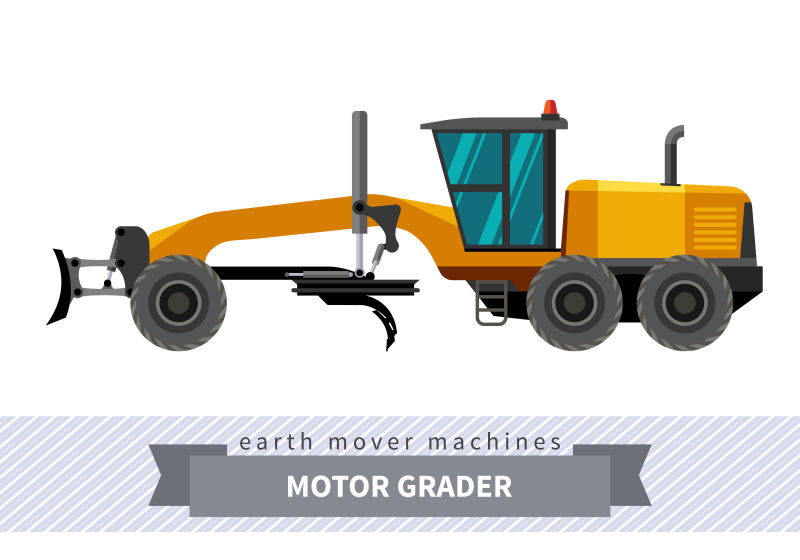 创意矢量土方作业平地机