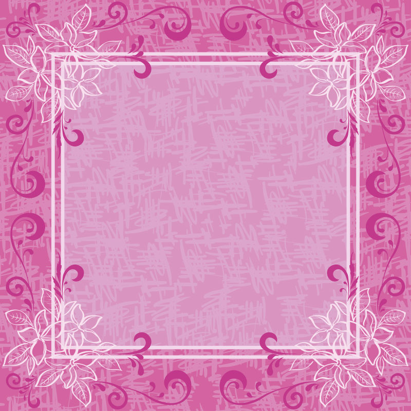 矢量的粉色花环边框