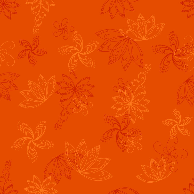 橙色花卉图案的矢量背景