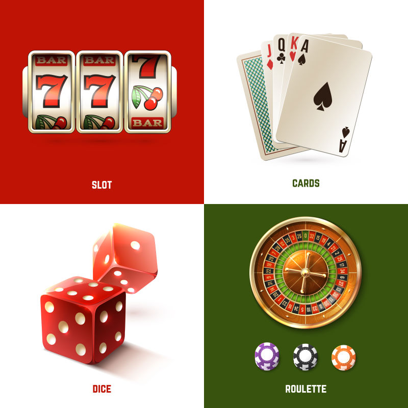 创意矢量赌场相关的卡通图标设计