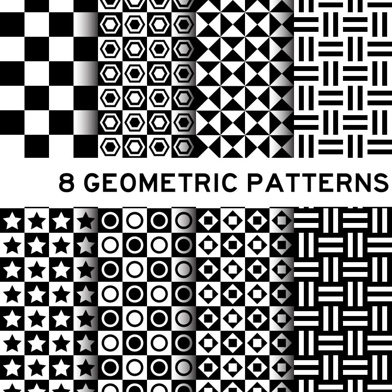 创意矢量黑白基本几何无缝抽象背景