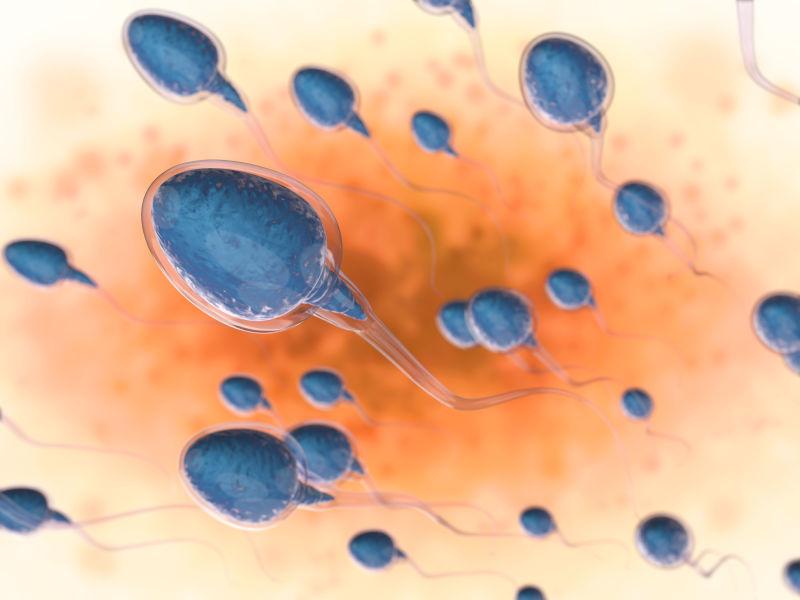 一群冲刺的蓝色精子细胞