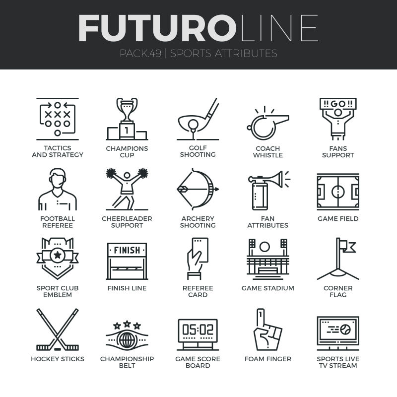 创意矢量现代体育运动线性图标