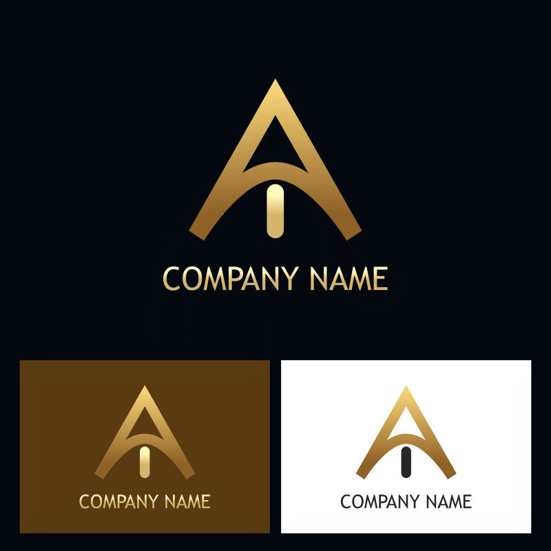 创意矢量公司抽象金色标志设计