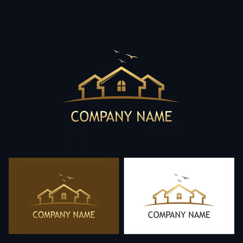 矢量简易房子的公司标志设计