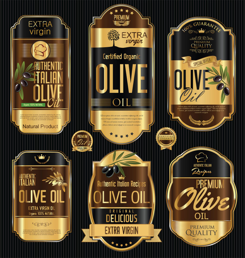 矢量创意橄榄油的复古标签设计