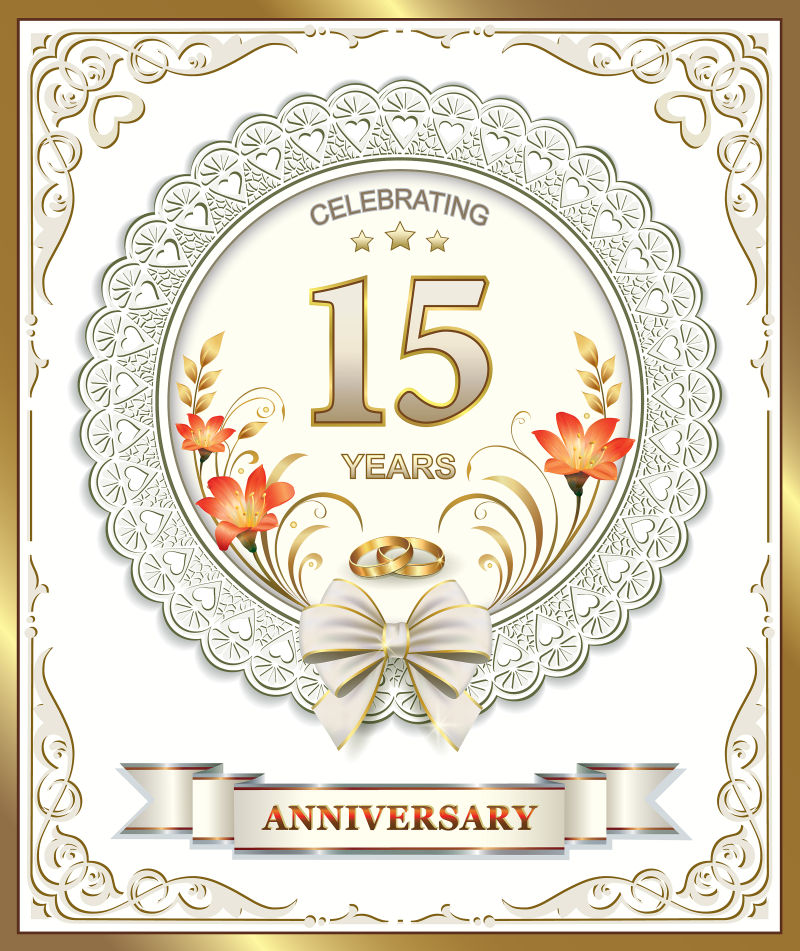 矢量庆祝十五周年的纪念贺卡设计