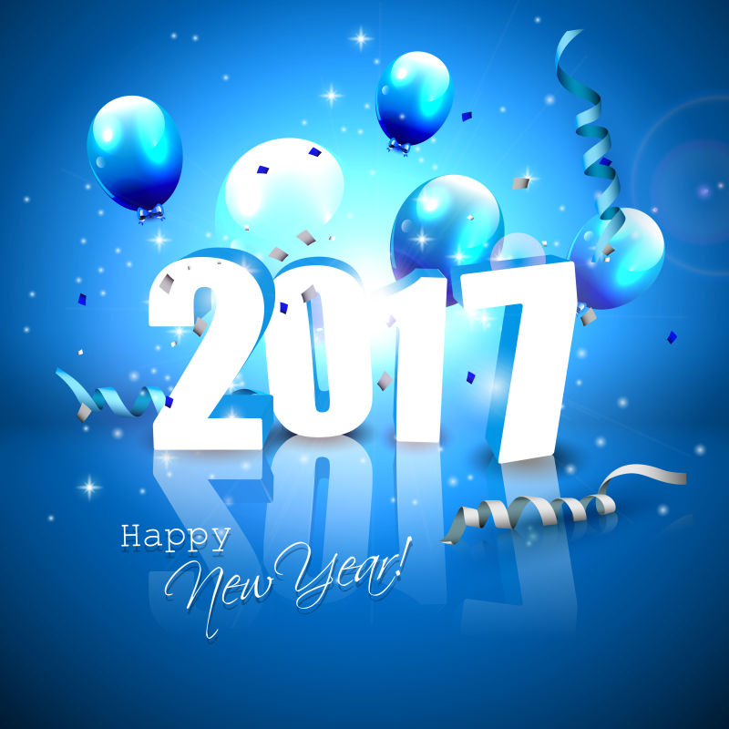 矢量蓝色2017年新年快乐的背景