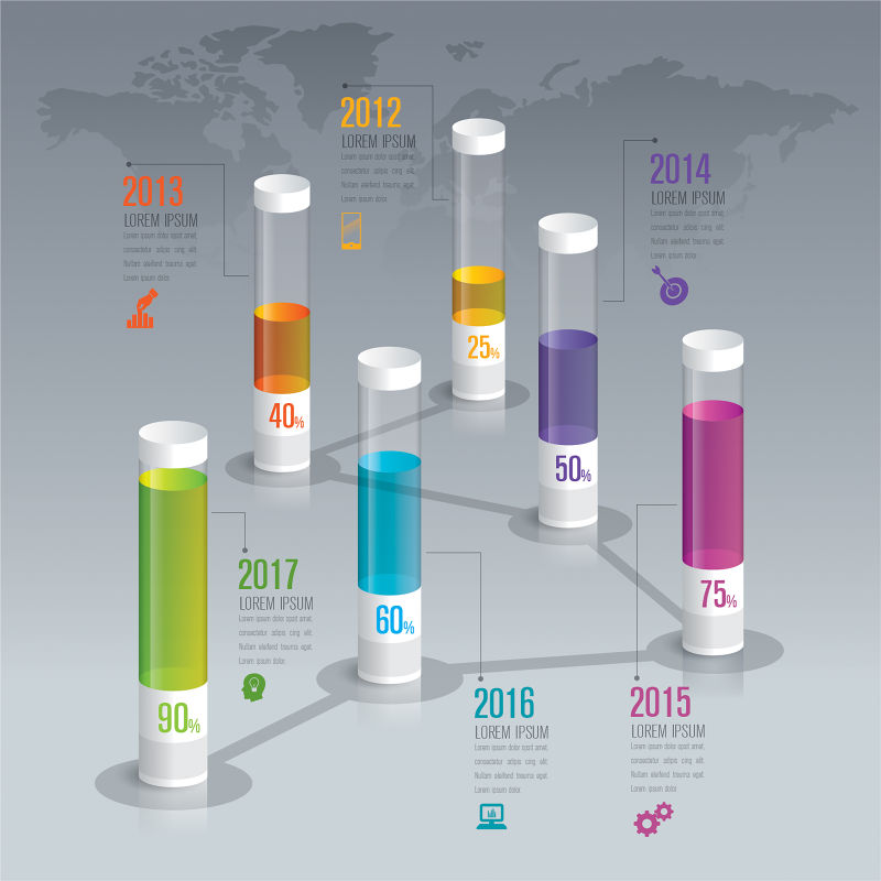 创意矢量彩色管状的信息图表设计