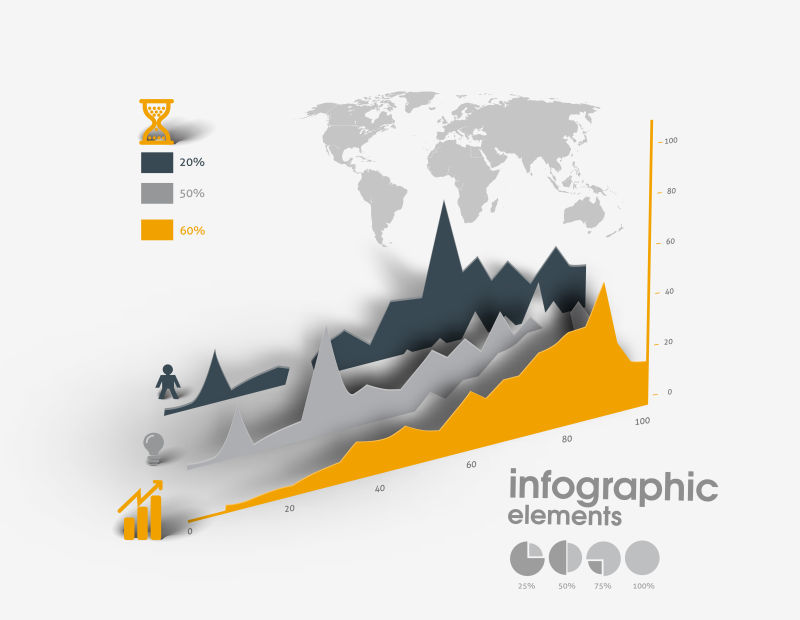 立体几何图案的矢量信息图表设计