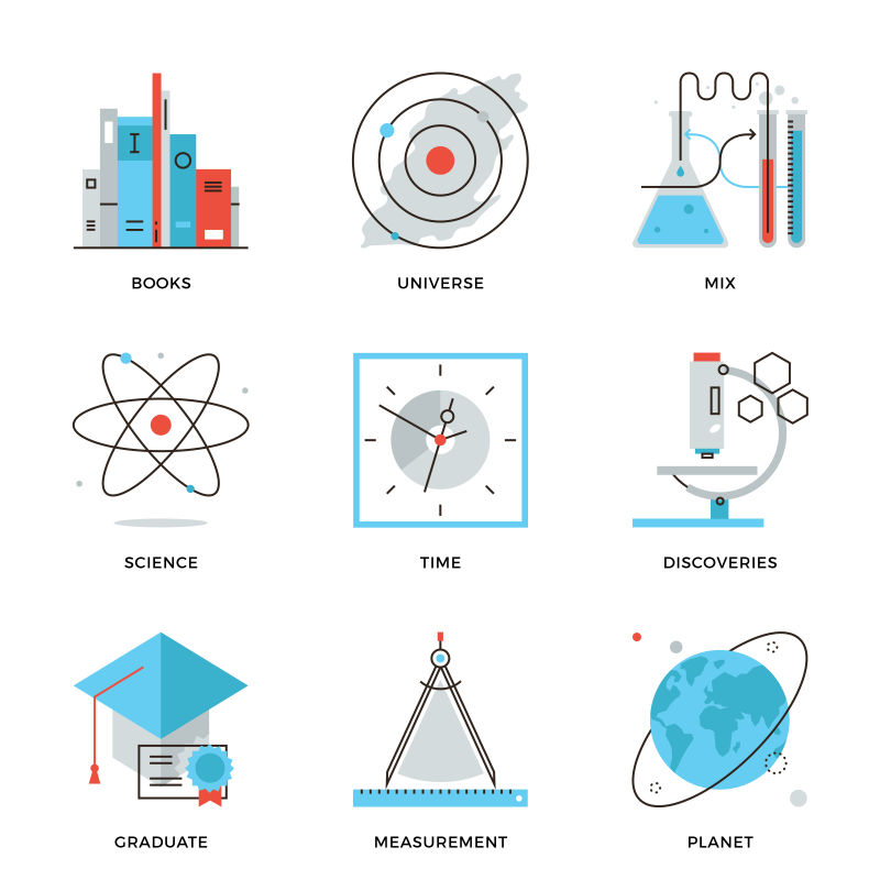 创意矢量科学与发现的图标设计