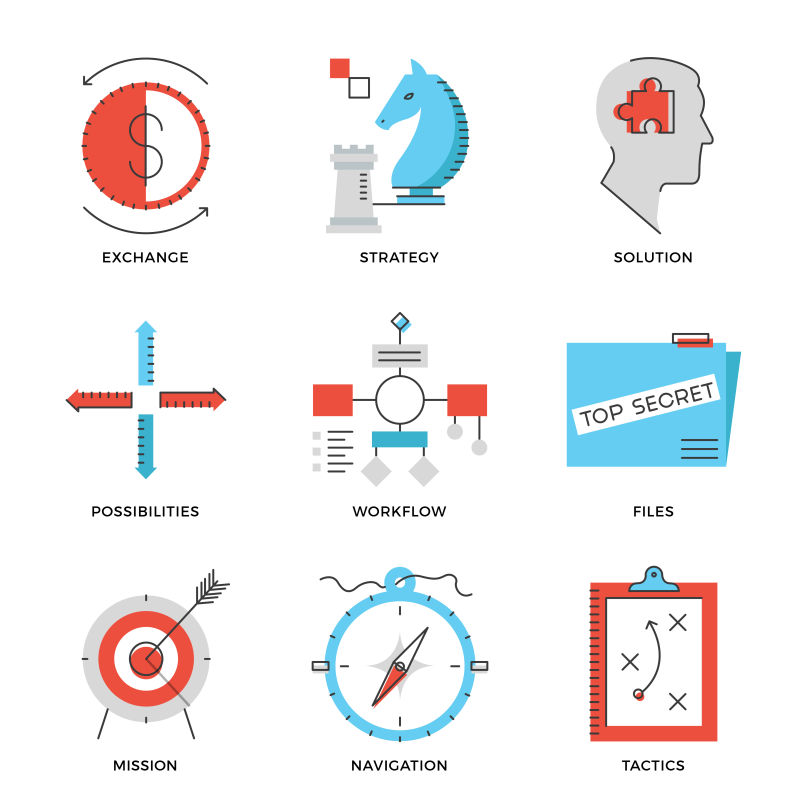 创意矢量战略技术的图标设计