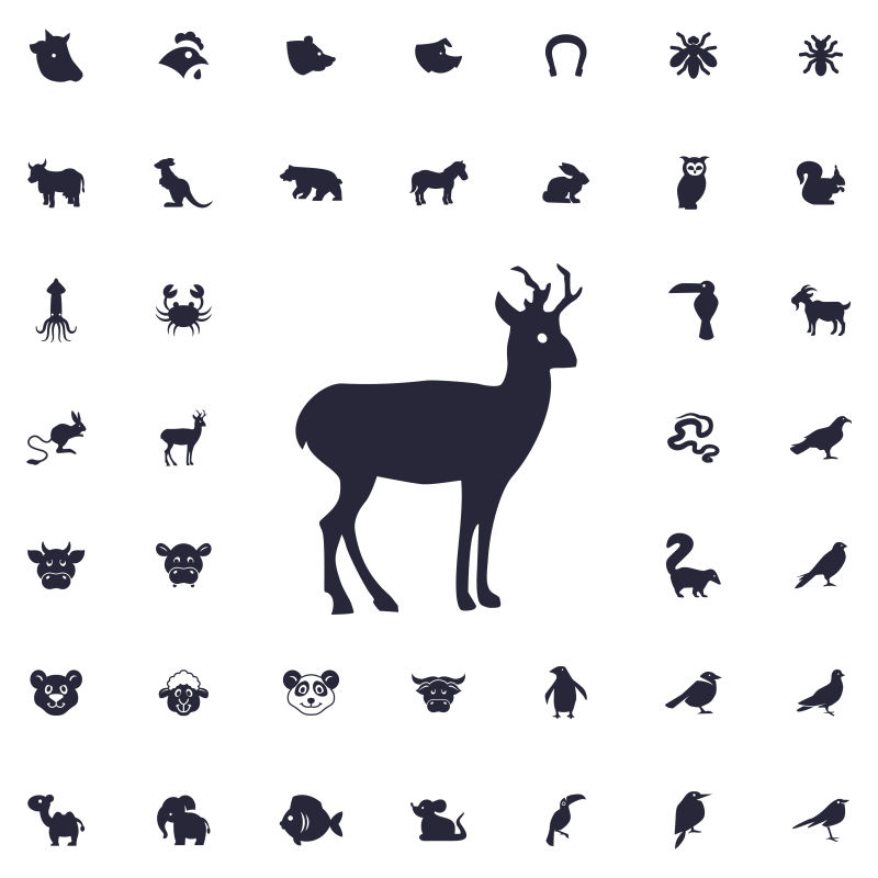 创意矢量野生动物的剪影图标设计
