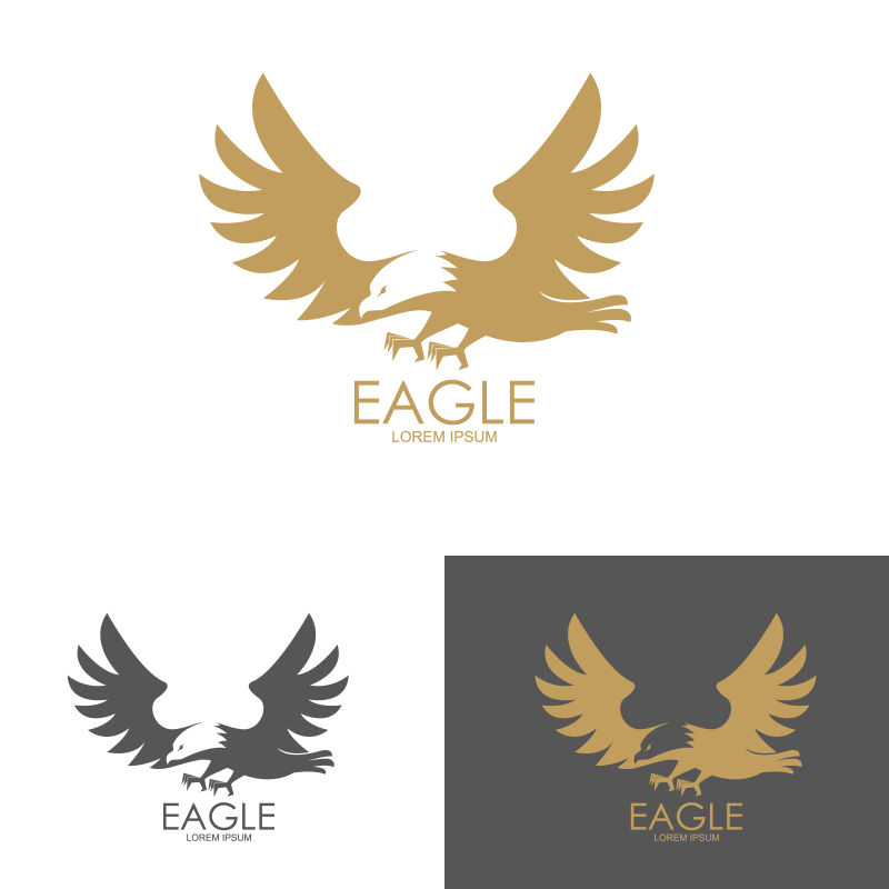 创意矢量展翅飞翔的老鹰的标志设计