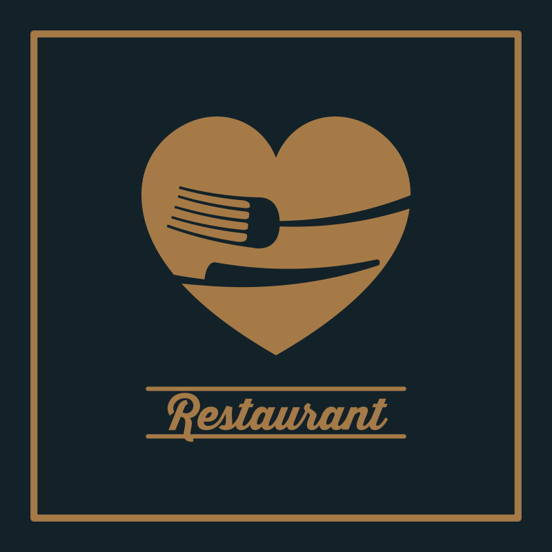 心形图案的餐厅图标矢量设计
