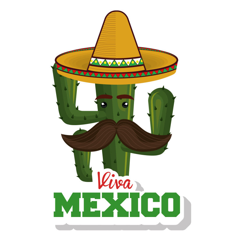 墨西哥节日的仙人掌标志矢量设计