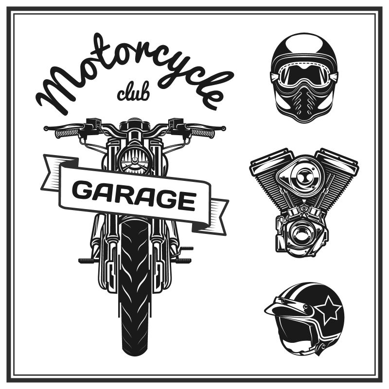 矢量摩托车创意复古插图