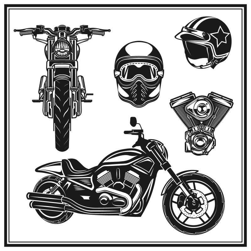 创意矢量重型摩托车的复古插图