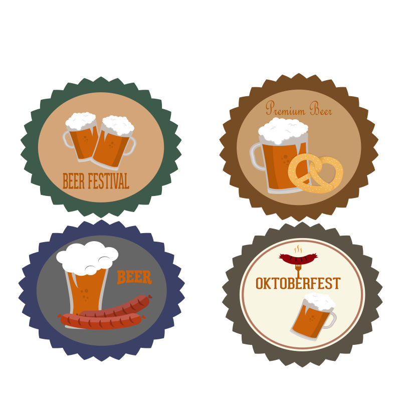 创意矢量啤酒节的创意平面插图标签设计