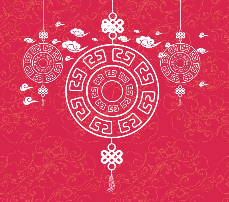矢量的中国古典花纹新年卡片