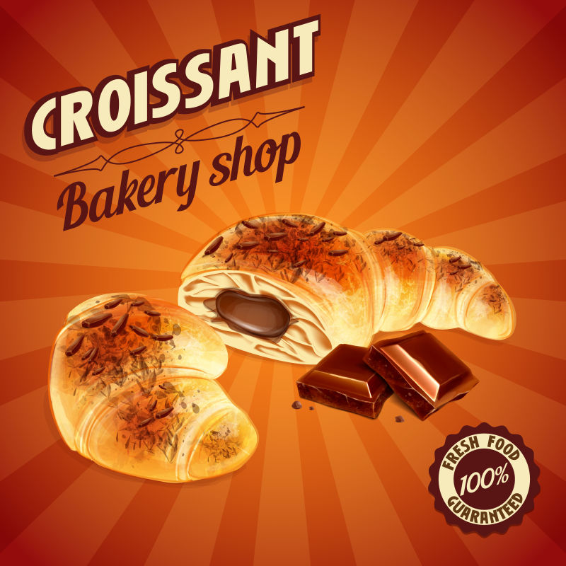 创意矢量巧克力味的面包海报设计